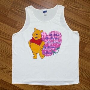 Vintage 90s Disney Winnie the Pooh White Tank Top Size XL Cartoon USA Made